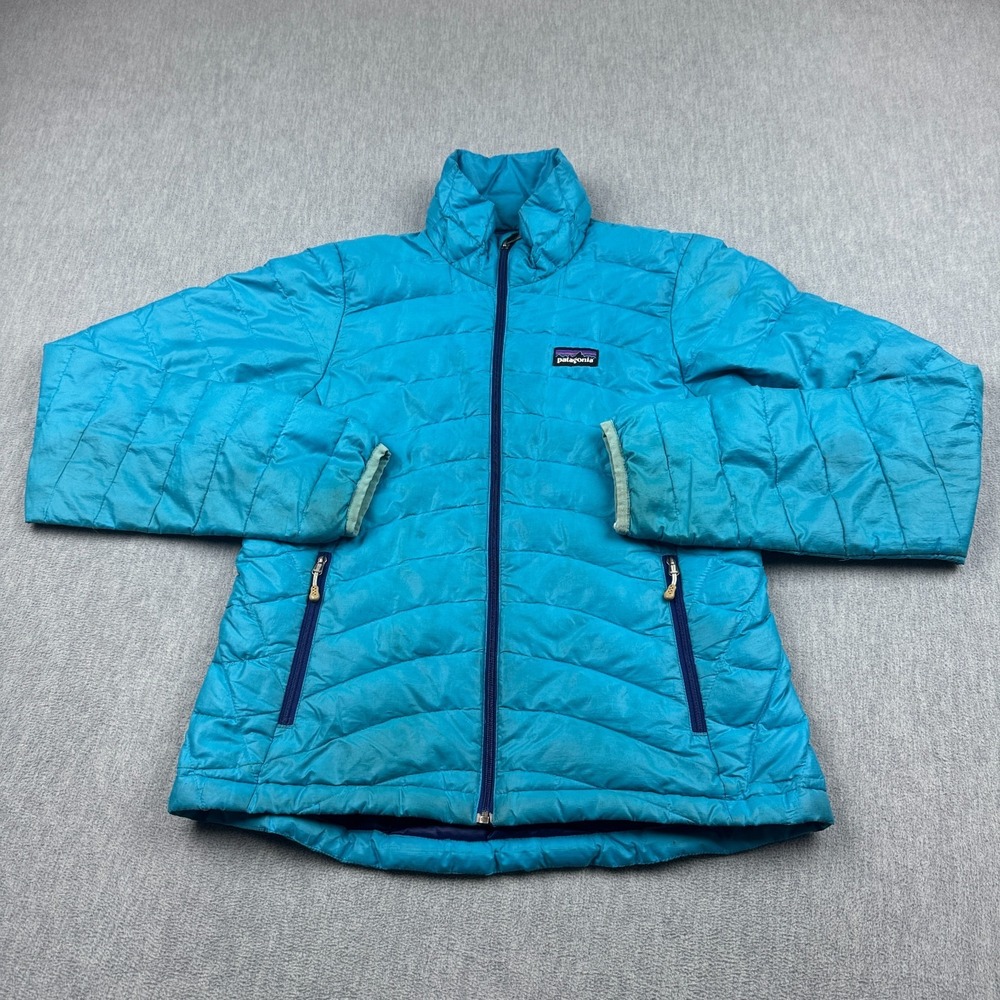 Patagonia Down Sweater Jacket Womens‎ XS Blue Puffer Quilted Full Zip Coat 84682